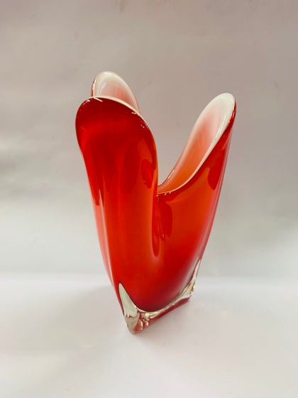Murano glass style Midcentury red vase