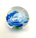 Clear Paperweight with Blue Rose
