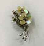 Mother of Pearl and Diamante costume brooch