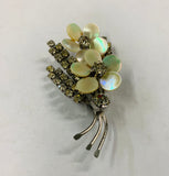 Mother of Pearl and Diamante costume brooch