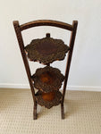 Victorian carved wooden high tea stand