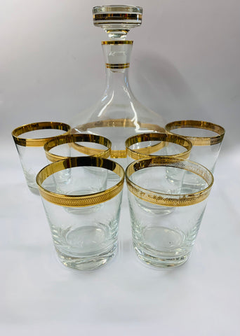 Retro Midcentury decanter and whisky glass set