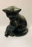 Large ceramic black cat and kitten