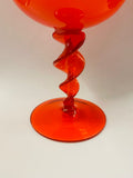 Large Italian hand blown orange glass vase AV Mazzega