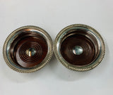 Pair of Antique Silver plated and wooden decanter coasters