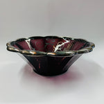 Venetian purple glass and silver overlay bowl