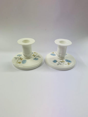 Pair of Wedgwood Ice Rose candle holders