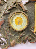 Heavy Art Nouveau cast metal standing barometer
