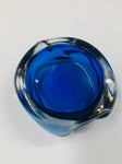 Heavy hand blown Midcentury blue glass bowl