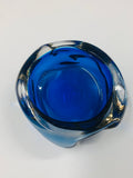 Heavy hand blown Midcentury blue glass bowl