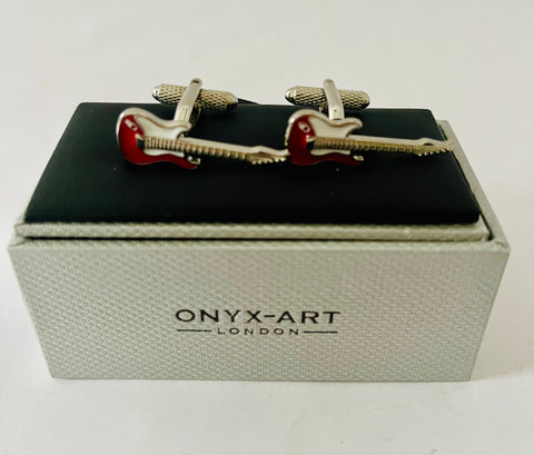 Vintage Red Electric Guitar Cufflinks