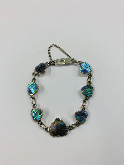 Sterling silver and Paua shell heart bracelet