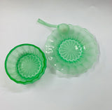 Green depression glass 3 piece sauce set