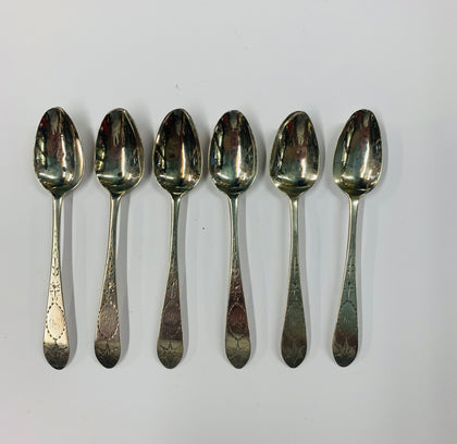 Set of 6 Irish Georgian silver tea spoons John Daly
