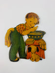 Vintage solid wood cut out of a child washing