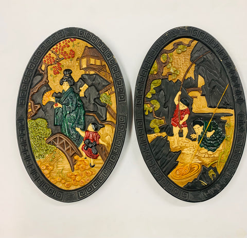 Pair of Bretby oriental wall plaques