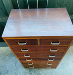 Solid Oak 1920s 7 drawer tallboy chest of drawers