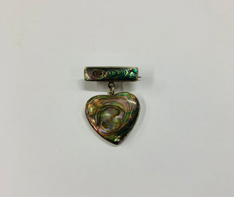 Sterling silver and Paua shell heart brooch