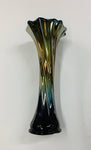 Dark purple iridescent carnival glass vase