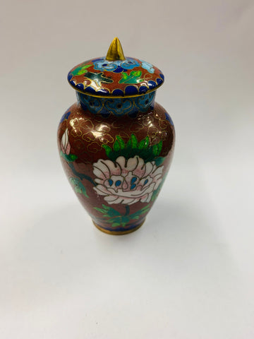 Cloisonné small lidded urn
