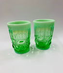 Pair of Art Deco green glass water glasses