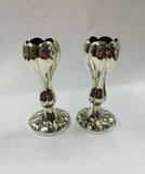 Pair of Art Nouveau silver plated Tulip vases