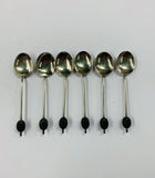 Set of 6 sterling silver coffee bean spoons