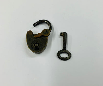 Antique small padlock and key