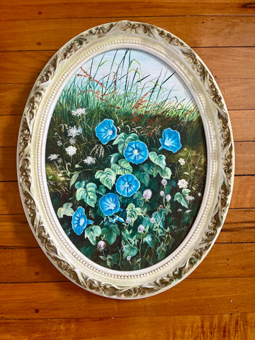 Val Stokes Original Oval Painting Framed