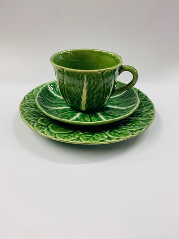 Majolica cup saucer and plate