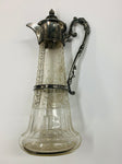 Victorian etched glass and silver plated claret jug
