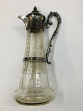 Victorian etched glass and silver plated claret jug