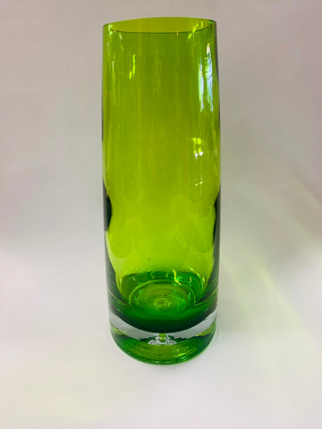 Large Midcentury green glass vase