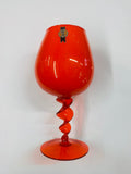 Large Italian hand blown orange glass vase AV Mazzega