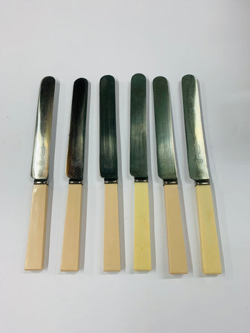 Set 6 large bone handled dinner knives