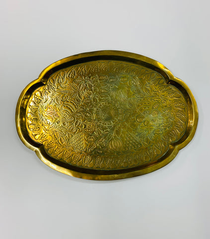 Ornate brass serving tray