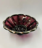 Venetian purple glass and silver overlay bowl
