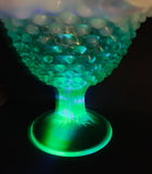 Uranium glass frosted compote footed bowl