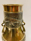 Large solid brass oriental vase