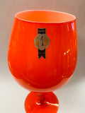 Large Italian hand blown orange glass vase AV Mazzega