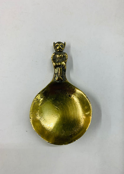 Antique novelty brass monkey tea caddy spoon
