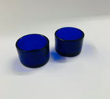 Pair of Sterling silver and cobalt blue glass salt pots