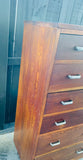 Solid Oak 1920s 7 drawer tallboy chest of drawers