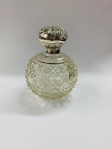 Sterling silver topped large perfume bottle