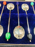 Set 6 silver plated retro coffee bean spoons