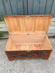 Vintage large carved wooden camphor chest