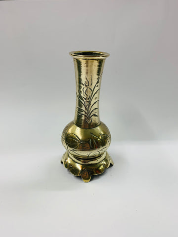 Antique brass vase on brass stand