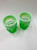 Pair of Art Deco green glass water glasses