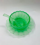 Green depression glass 3 piece sauce set