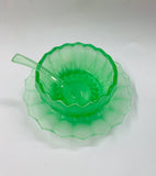 Green depression glass 3 piece sauce set